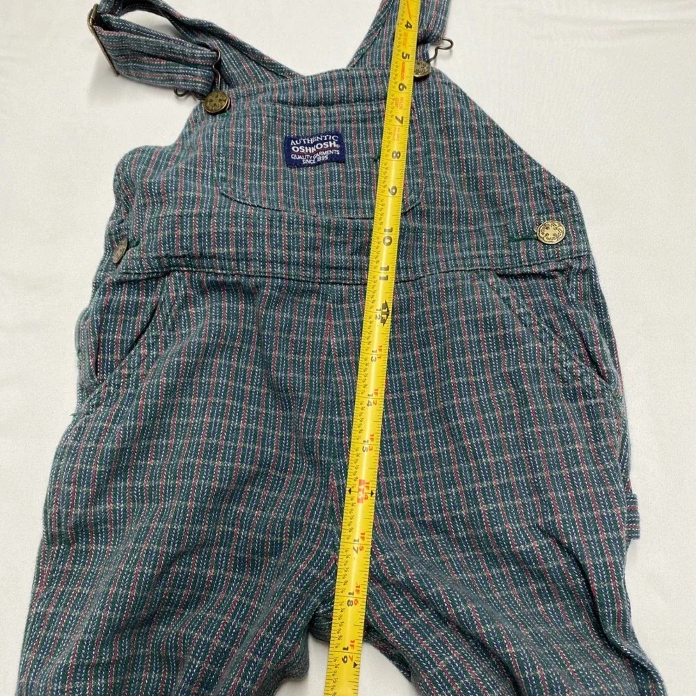 Vintage OshKosh Bgosh Toddler 3T Striped Cotton Bib Overalls Green Red Blue